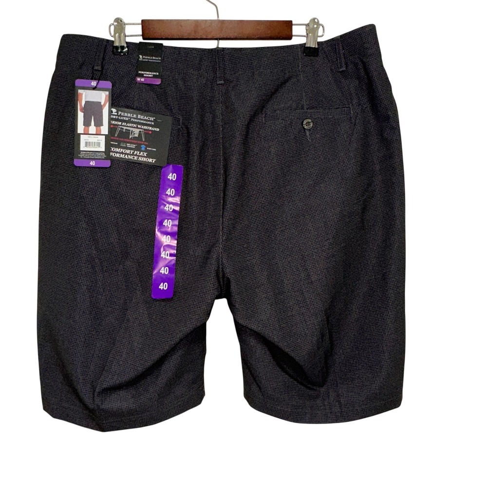 Pebble Beach Performance Shorts Mens 40 Black NWT Dry-Luxe Comfort Flex Stretch